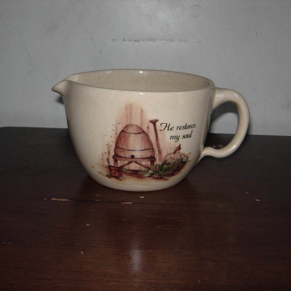 yesteryears pottery marshall texas spouted Bowl he restores my soul
